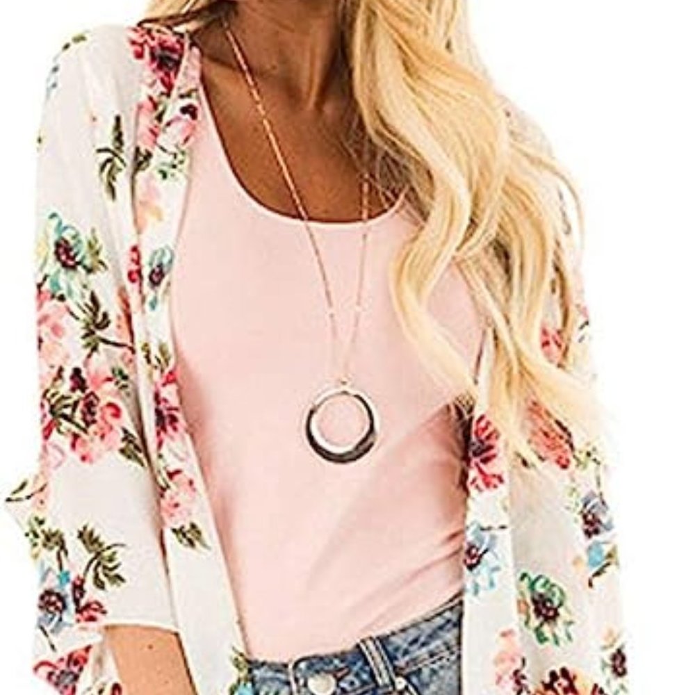 Floral Chiffon Kimono Cover Up